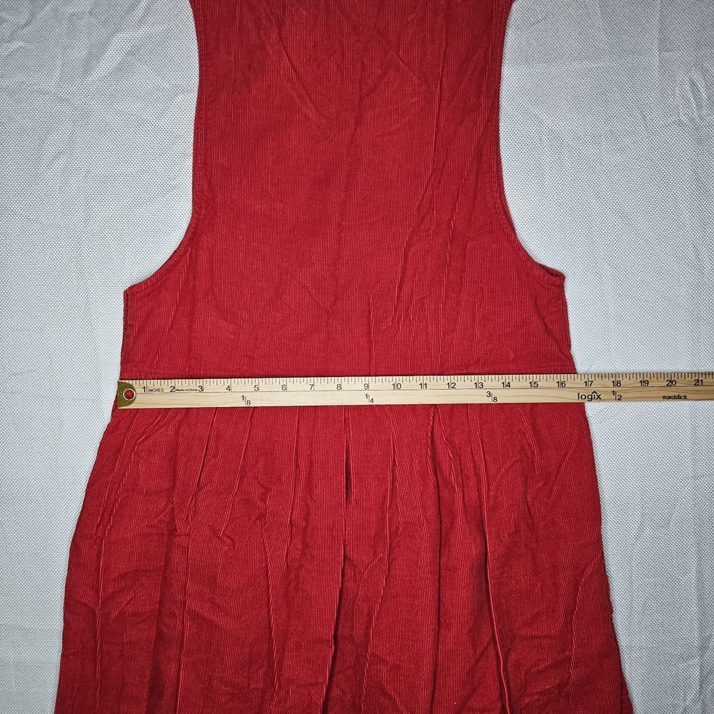 Laura Gayle Vintage Red‎ Corduroy Wreath Embroidered Jumper Dress Womens Small - Picture 6 of 8